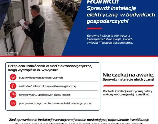 PGE apeluje do rolników: sprawdź instalację elektryczną w gospodarstwie