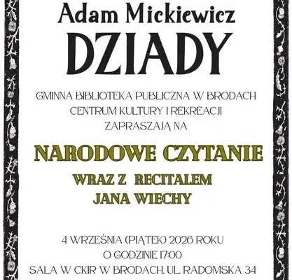 Weekend pełen atrakcji w Gminie Brody: Narodowe Czytanie i Święto Pieczonego Ziemniaka