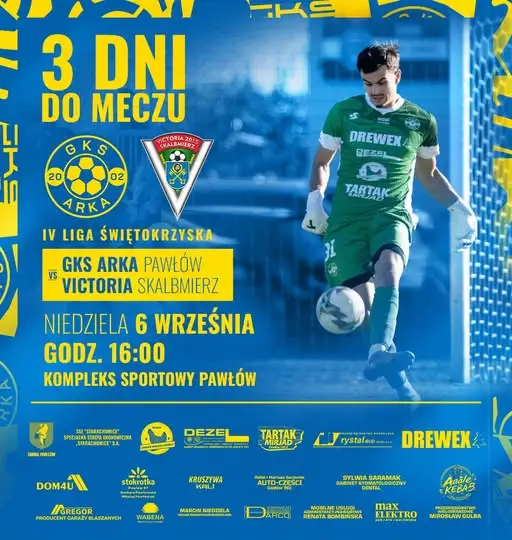 GKS Arka Pawłów zmierzy się z Victorią Skalbmierz w niedzielę na własnym boisku