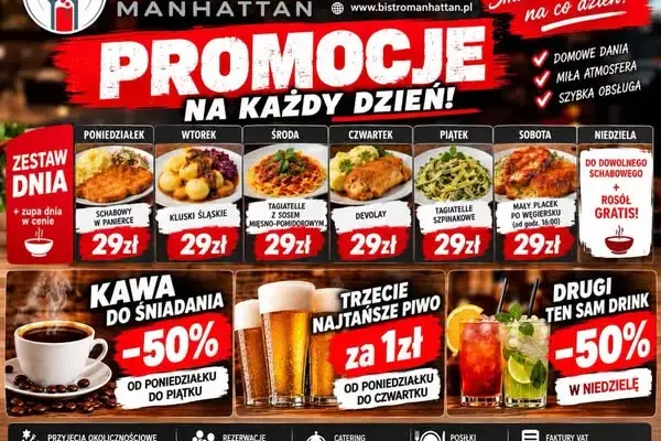 Bistro Manhattan w Starachowicach kusi promocjami na każdy dzień tygodnia