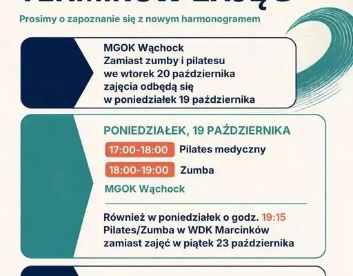 Zmiany w harmonogramie zajęć Pilatesu i Zumby w MGOK Wąchock